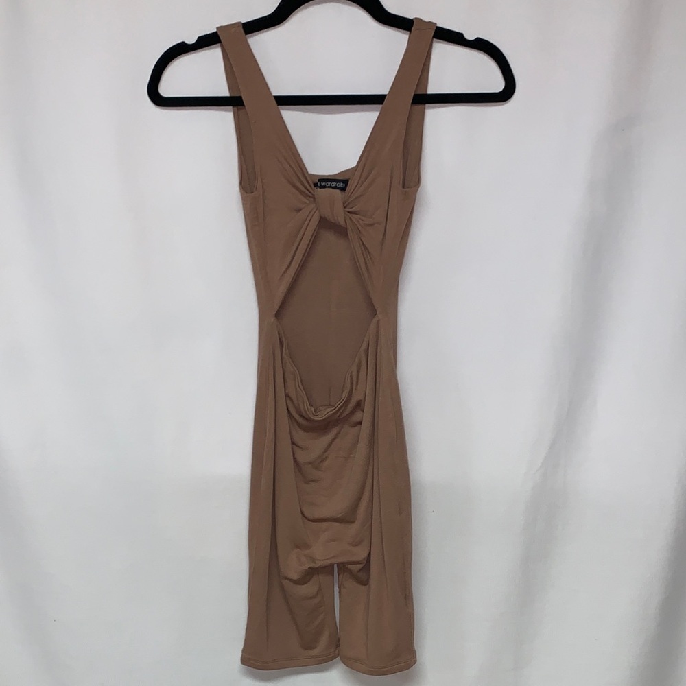 Naked Wardrobe Tan Cutout Romper